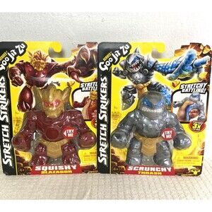 2 Heroes Of Goo Jit Zu Stretch Strikers Scrunchy Thrash And Blazagon Red Gray